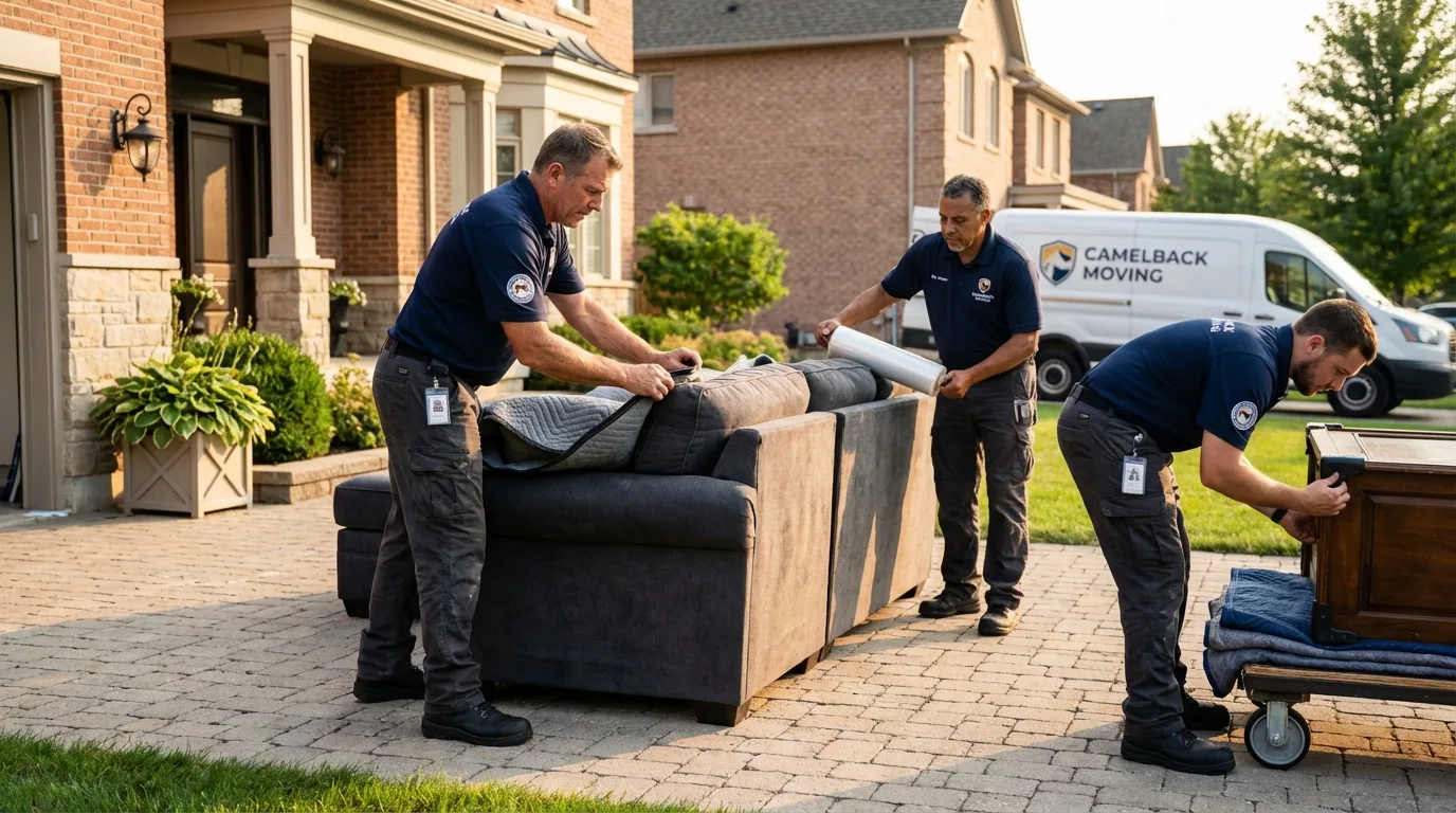 Large estate moving crew wrapping furniture in Vale, OR