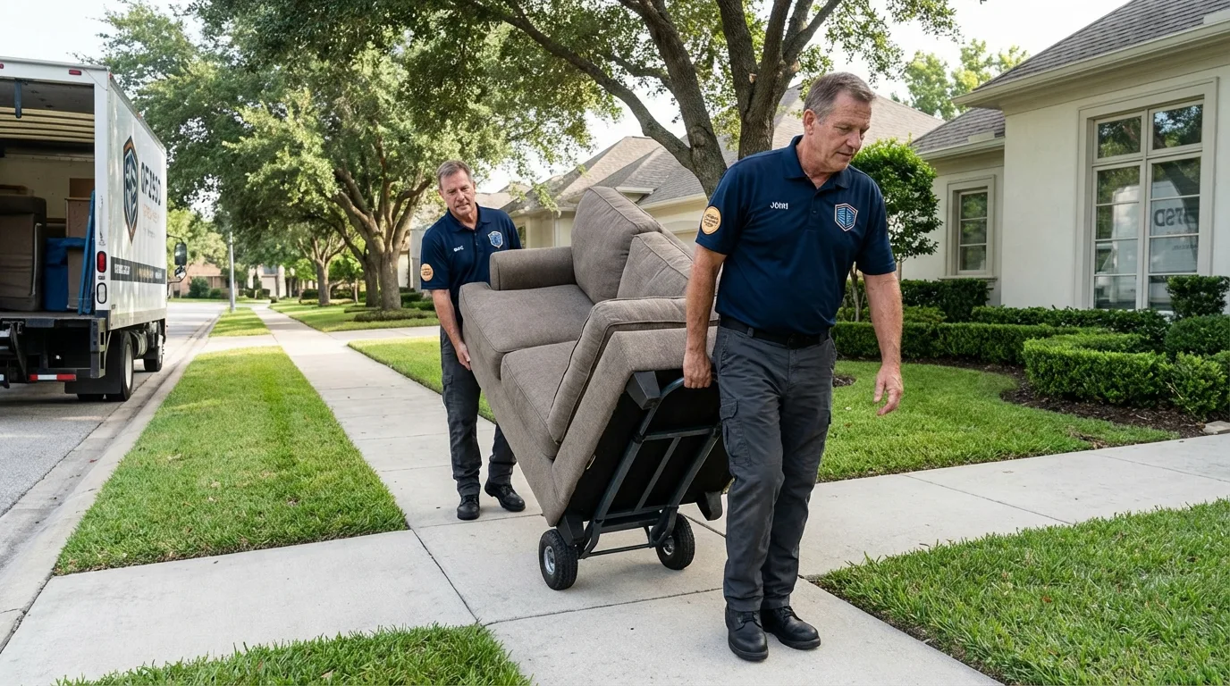 Local residential moving crew loading furniture in Vale, OR